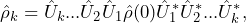 \begin{equation*}\hat{\rho}_k=\hat{U}_k ...\hat{U}_2\hat{U}_1\hat{\rho}(0)\hat{U}^*_1\hat{U}^*_2 ...\hat{U}^*_k,\end{equation*}