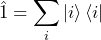 \begin{equation*} \hat{\mathds{1}} = \sum_i \ket{i}\bra{i}\end{equation*}
